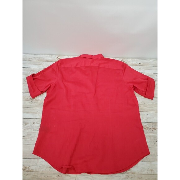 Lauren Ralph Lauren Red Button Down Large Women’s Roll Tab Sleeves - Picture 2 of 8